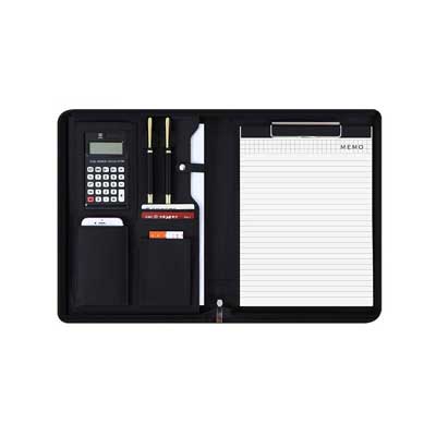 多功能活頁皮革拉鍊文件收納包