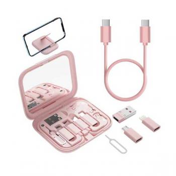 60W六合一多功能數據線手機支架鏡子收納盒