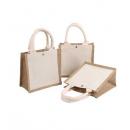 雙拼亞麻帆布袋帶扣子