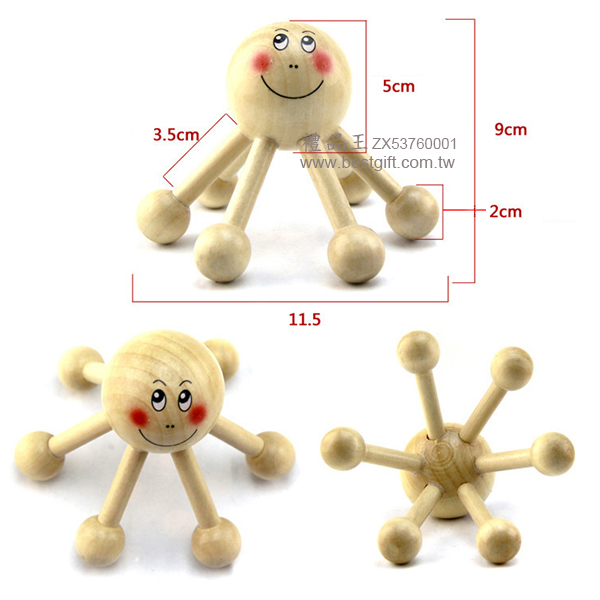 六角木質頭部按摩器